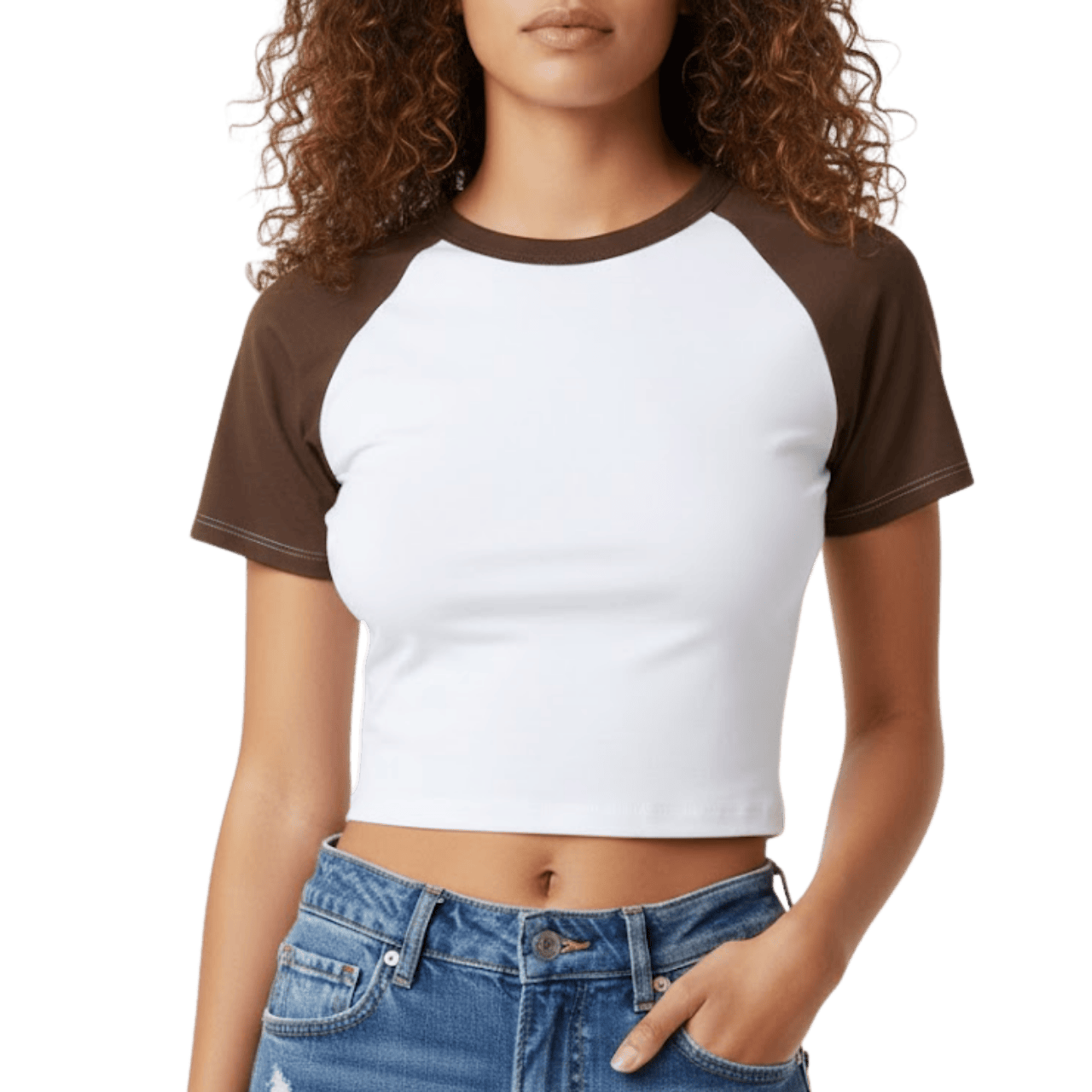 MOLDE DE COSTURA DIGITAL CROP TOP MANGA CORTA RAGLAN DAMA