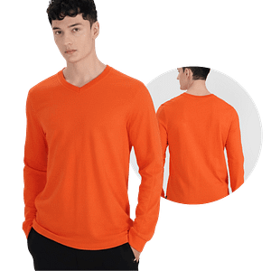 MOLDE CAMISETA PLAYERA ESTANDAR MANGA LARGA CUELLO EN V CABALLERO