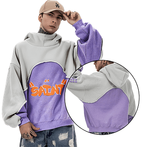 MOLDE DE COSTURA DIGITAL SUDADERA CANGURO CON CAPUCHA OVERSIZE CON CORTES CABALLERO